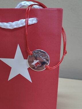 Macy's Make-A-Wish Believe Slider Bracelet Silver-tone Charm Red Wax Cord NWT